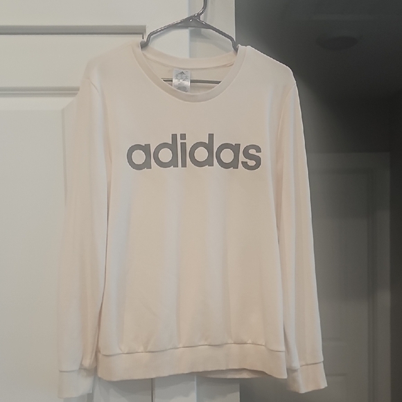 adidas Tops - Adidas Cream Sweatshirt with Black Logo